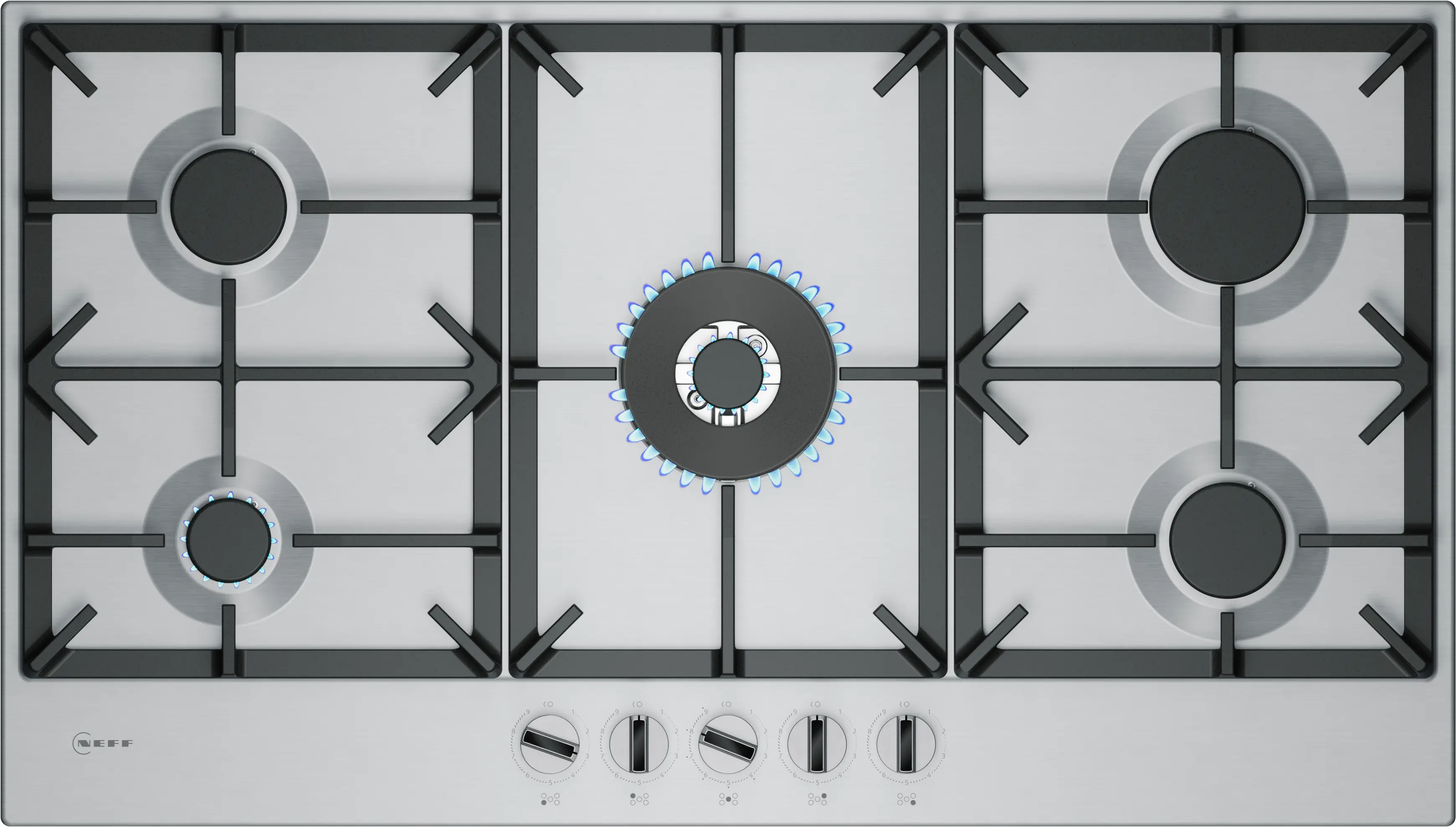 NEFF N 70 T29CIR8N0 90cm 5 burner gas hob in Stainless Steel