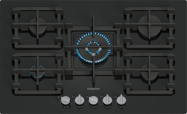 Siemens iQ500 75 cm 5‑Burner Gas Hob – Black Tempered Glass | EP7A6QI40
