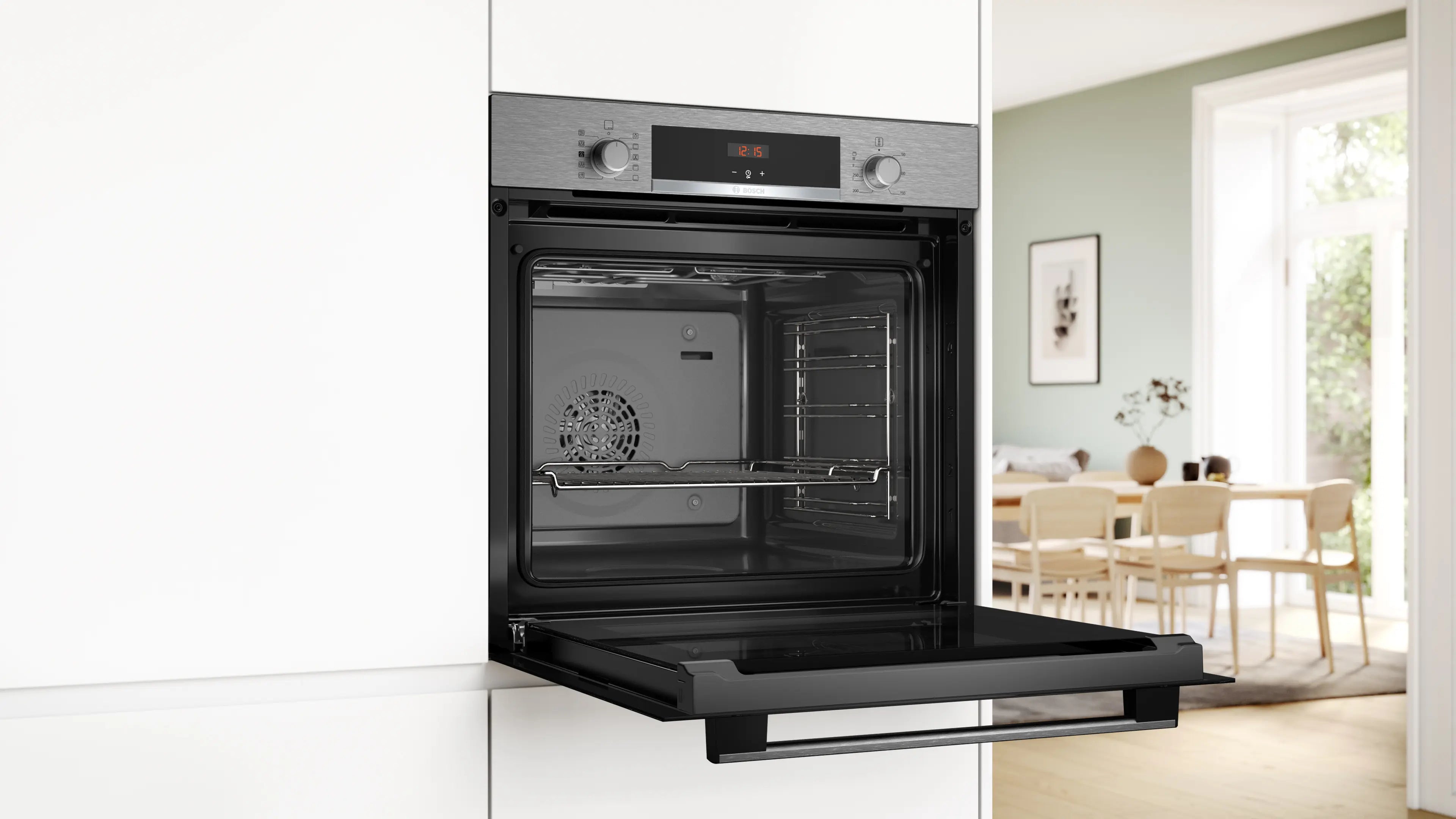 Bosch Series 4 built-in single oven with added steam function in Stainless Steel