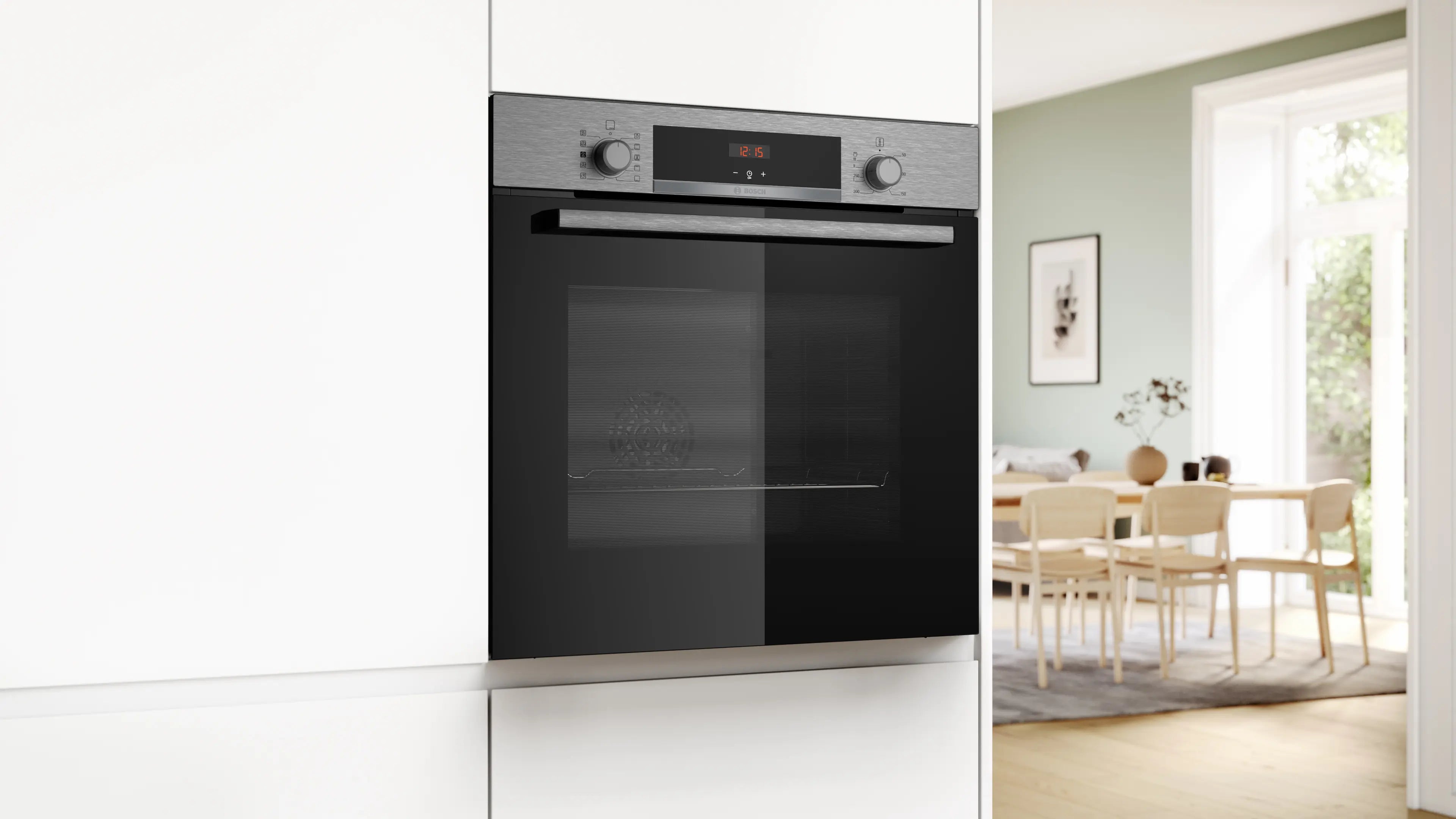 Bosch Series 4 built-in single oven with added steam function in Stainless Steel