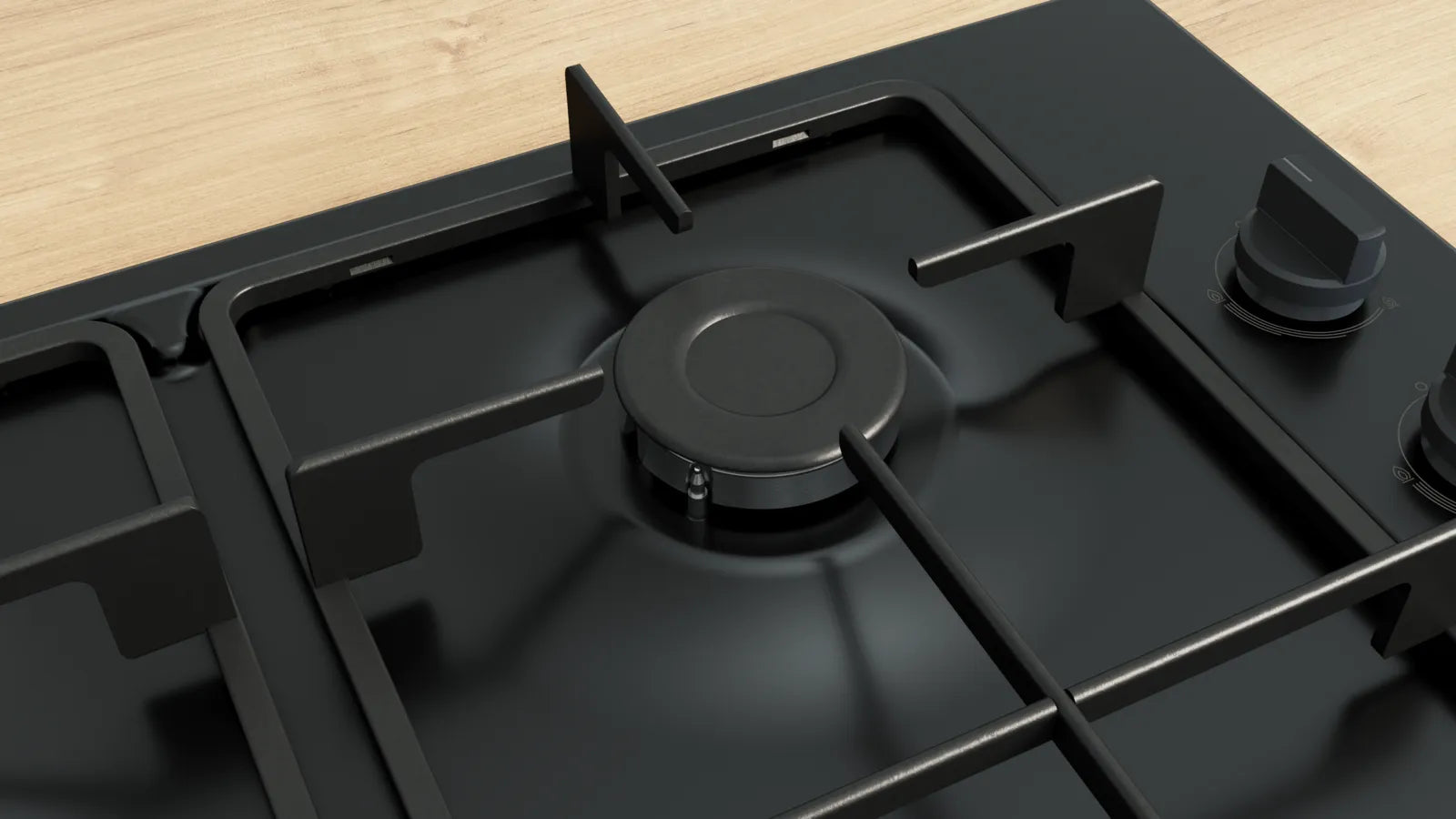 Bosch PBP6B6K60 Series 2 60cm 4 burner gas hob in Black enamel