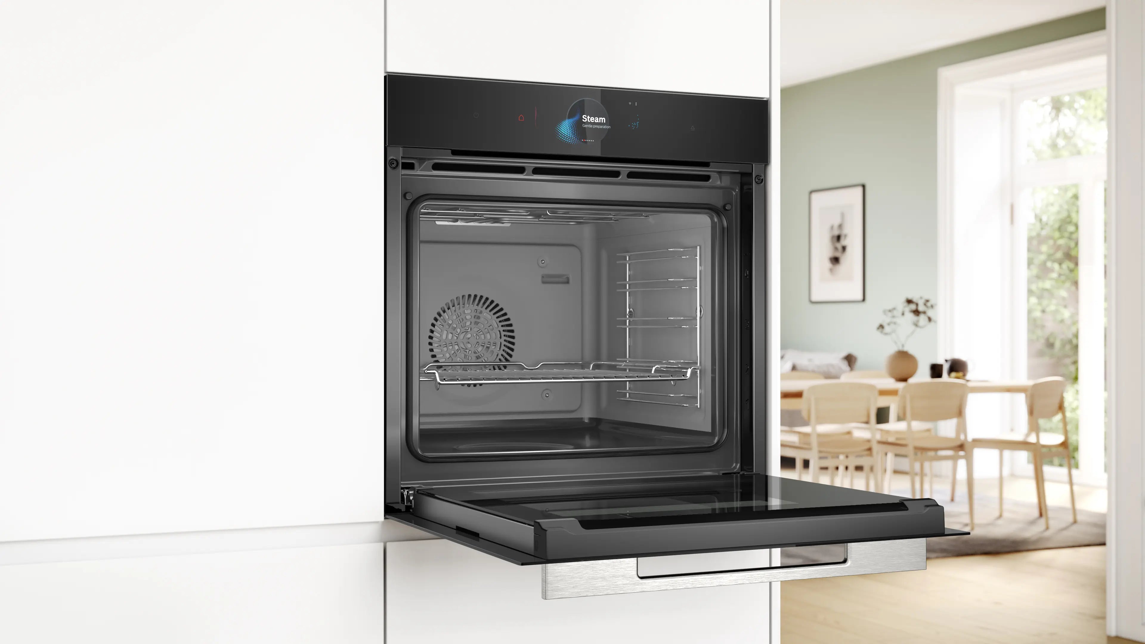Bosch Series 8 built-in single oven with steam function in Black