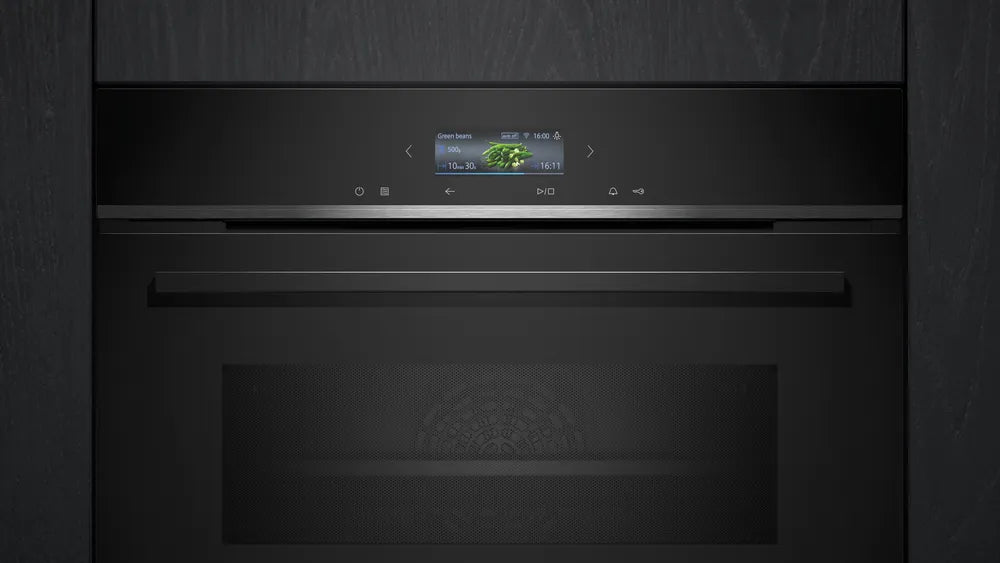 Siemens iQ700 Built‑In Compact Oven with Microwave Function – Black | CM724G1B1B