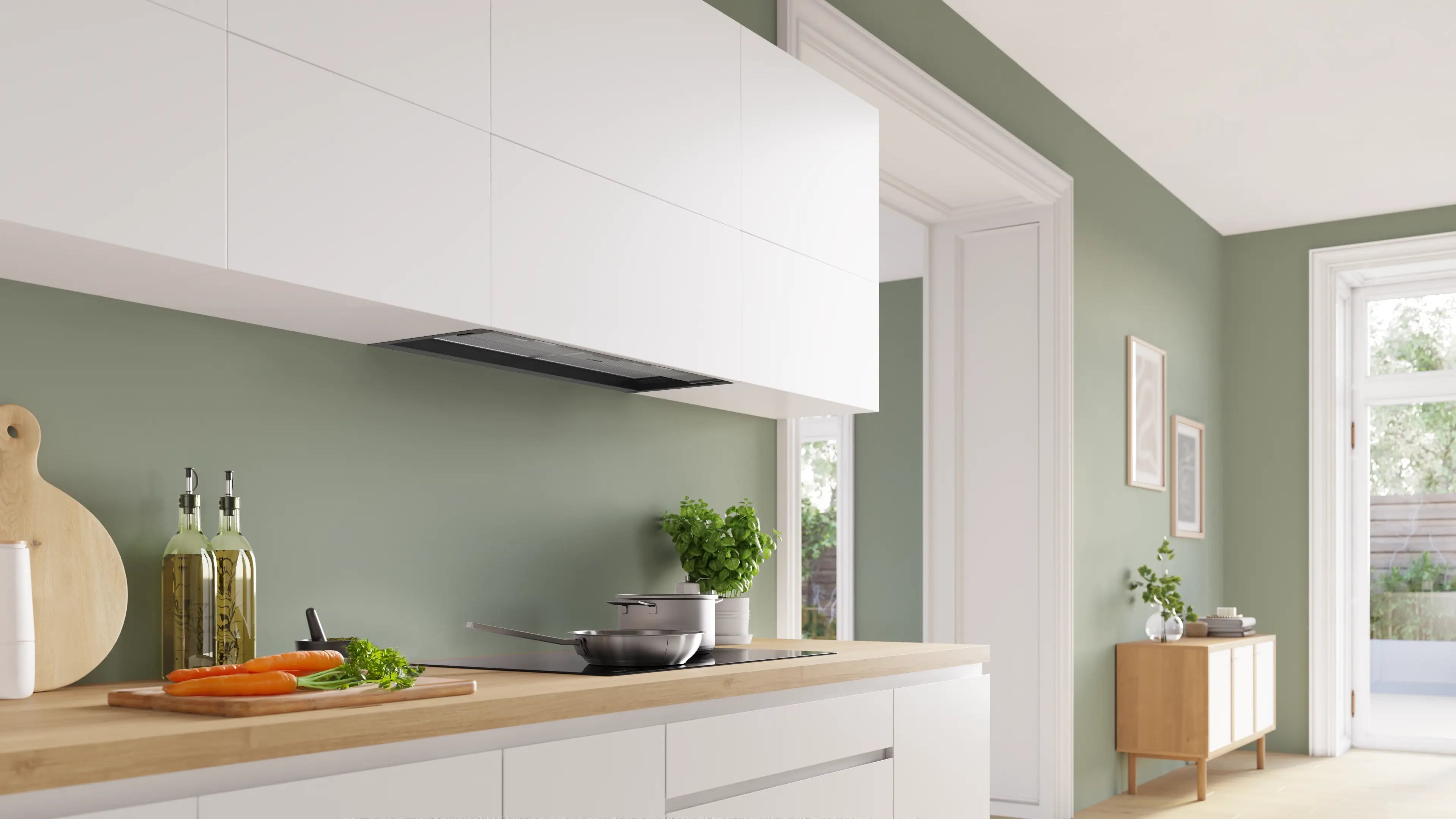 Bosch Series 4 80cm built-in integrated design cooker hood with clear glass canopy in Matt Black