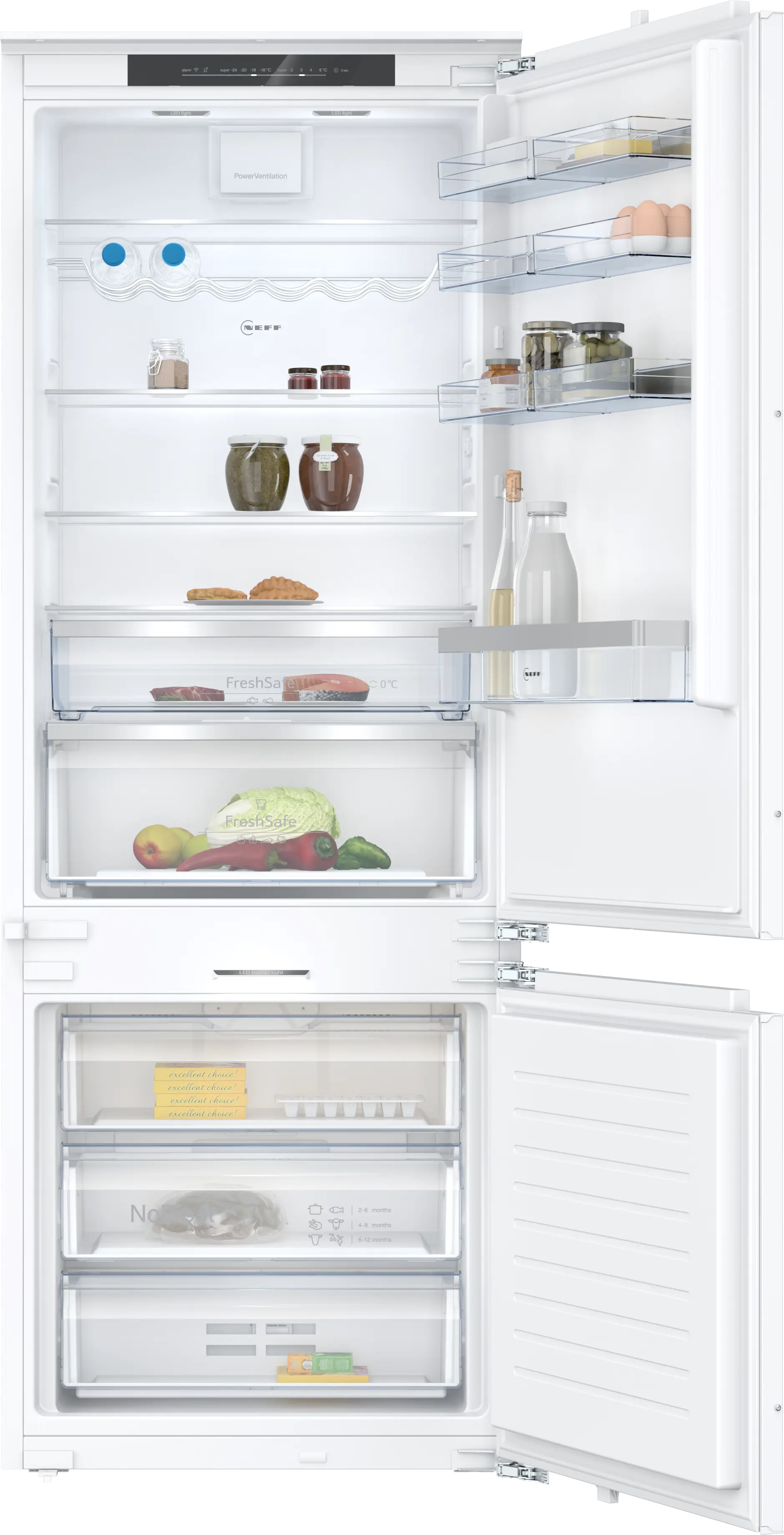 NEFF KB7966DD1G N70 built-in fridge freezer with freezer at bottom
