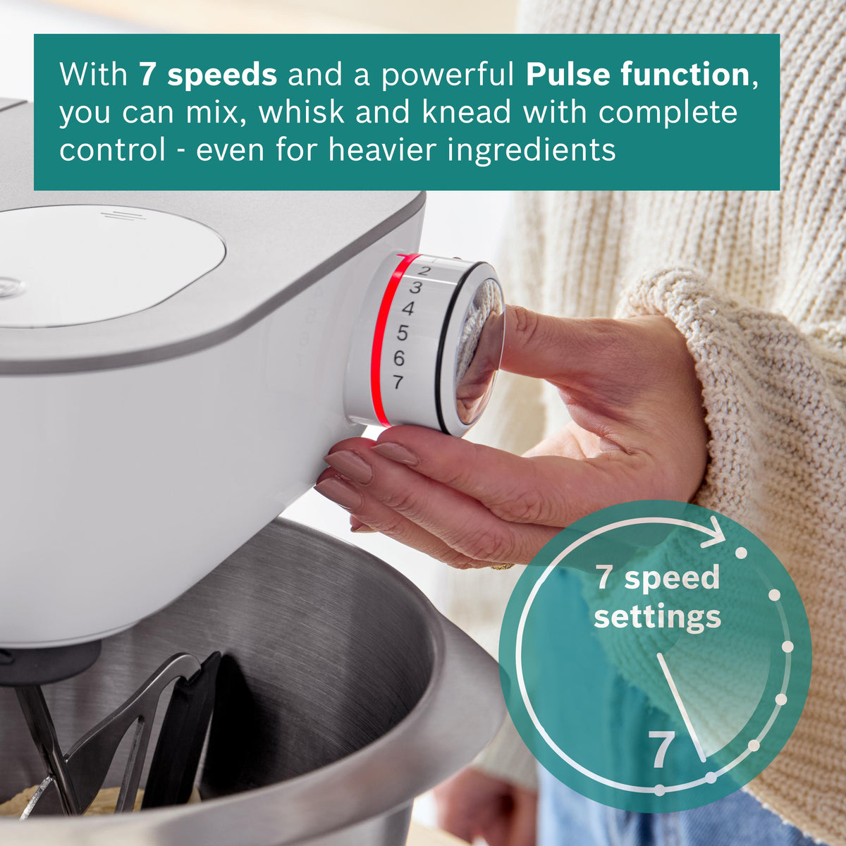Bosch Series 4 MUM5 Stand Mixer with Integrated Scales 1000W - White - 1000W motor and seven speeds