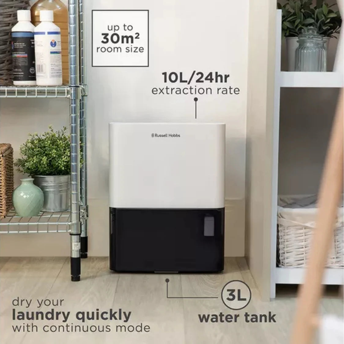Russell Hobbs 10L Dehumidifier White | RHDH1001