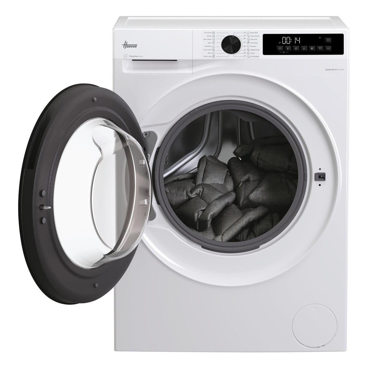 Hoover Pro Wash Series 3 9kg 1400rpm Washing Machine - White - door open with laundry