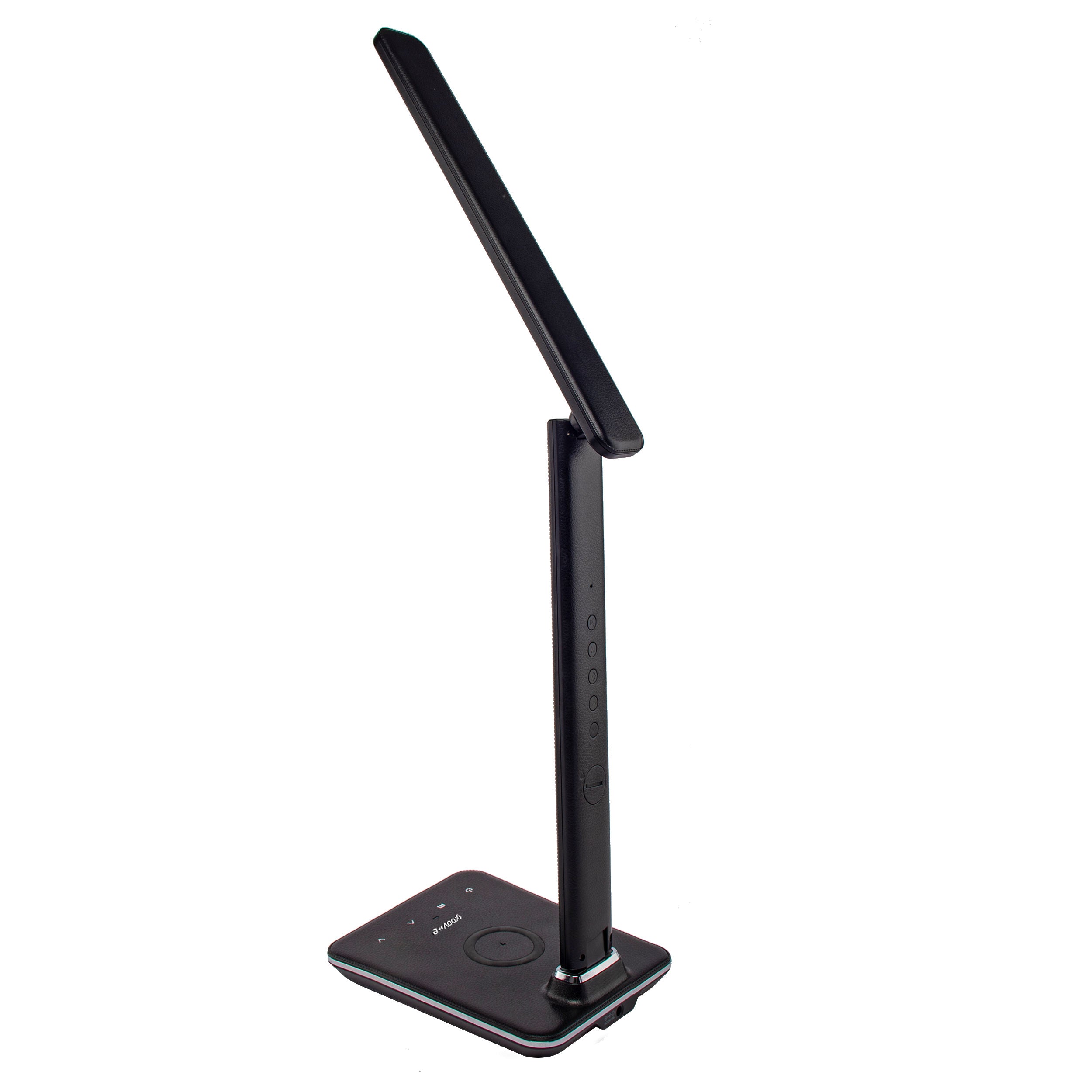 Groov-e Ares LED Desk Lamp with Wireless Charging and Clock Black - official product image