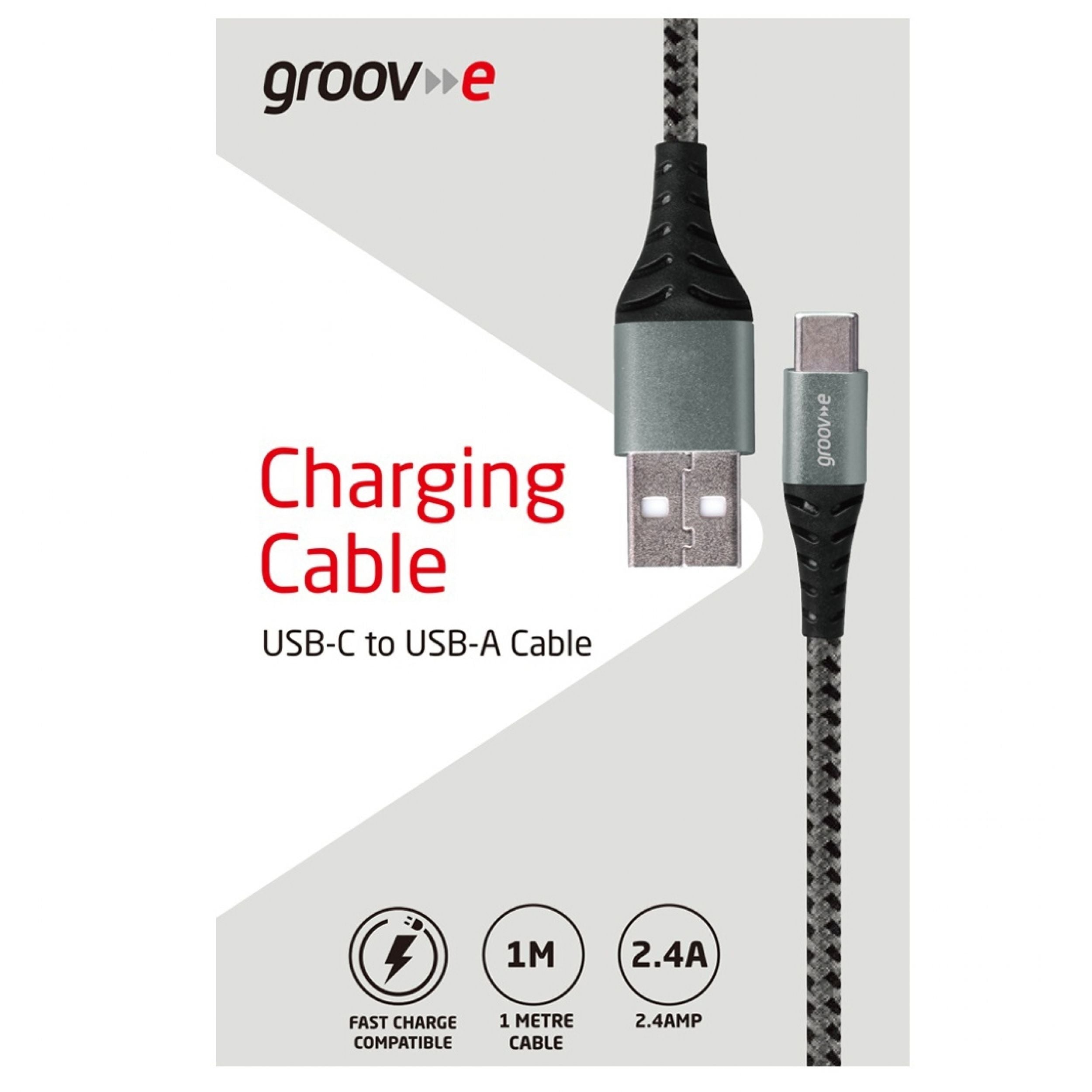 Groov-e USB-C to USB-A Charging Cable 1m Braided - official product image