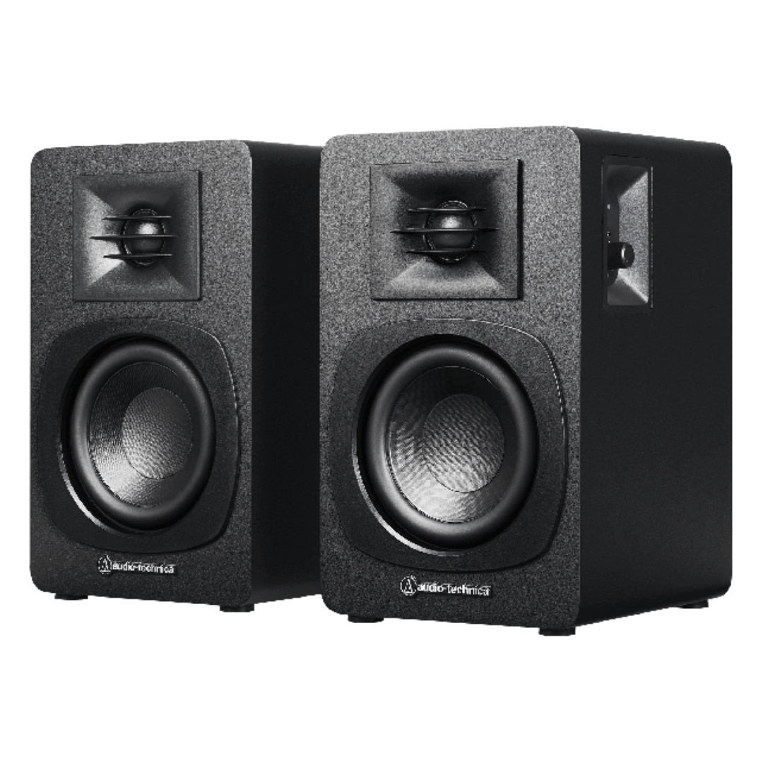 Audio-Technica AT-SP3X black powered speakers front view