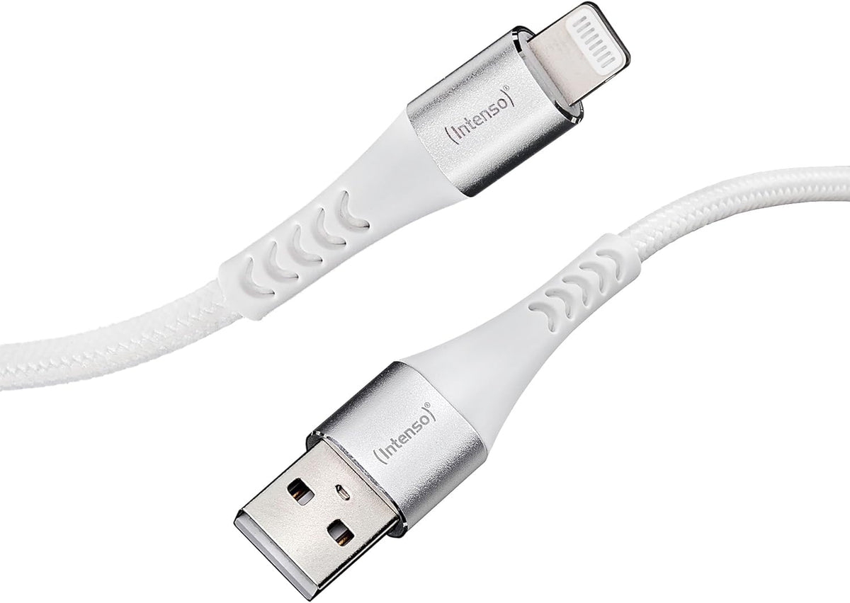 Intenso A315L USB-A to Lightning Nylon Cable 1.5m 12W - White - front view