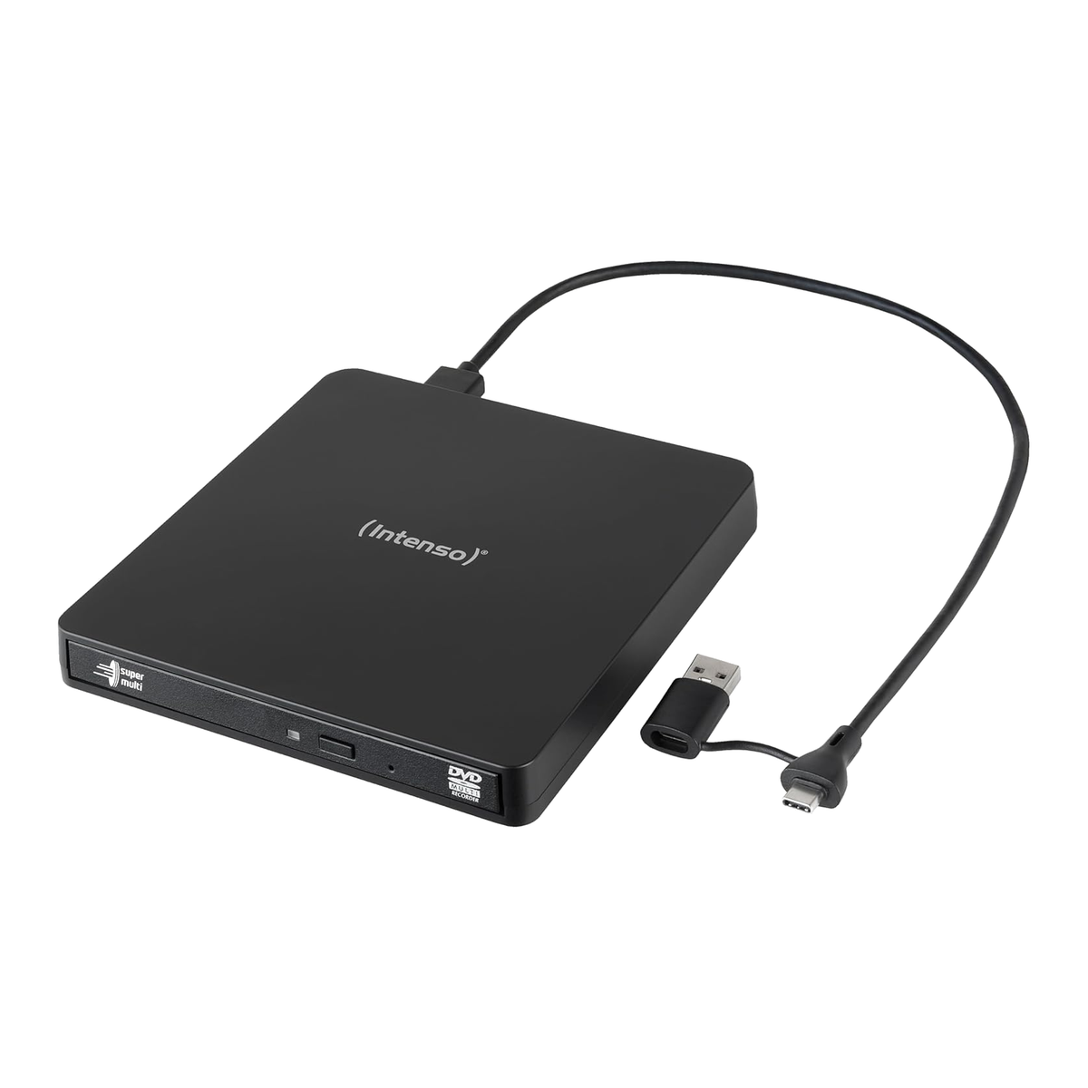 Intenso EOD 400D Slim External CD/DVD Writer, USB 3.2 - Black - front view