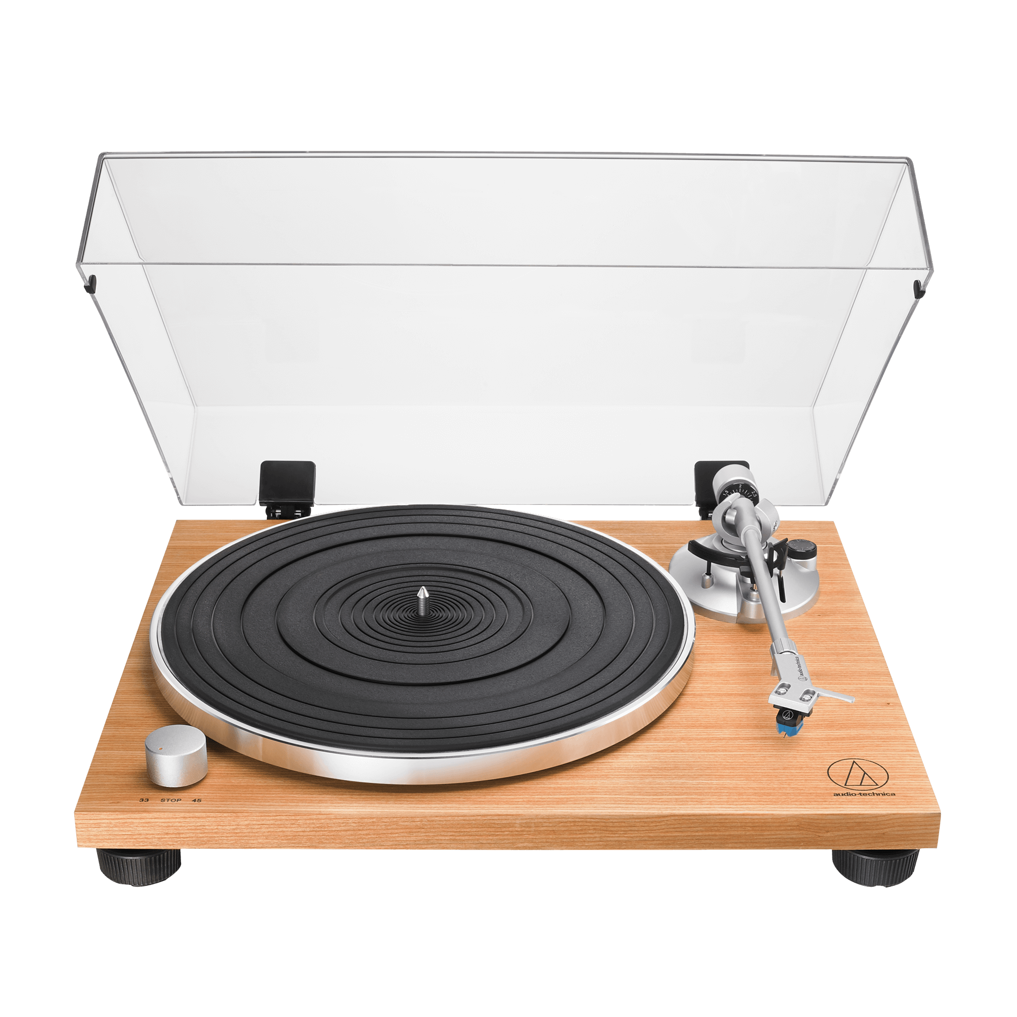 Audio-Technica AT-LPW30TK teak turntable hero view