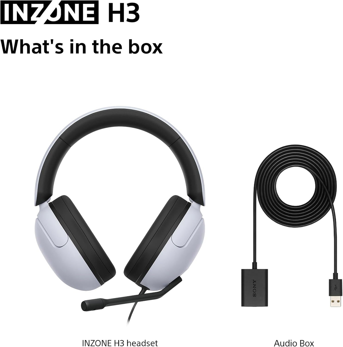 Sony INZONE H3 Wired Gaming Headset - White - what's in the box