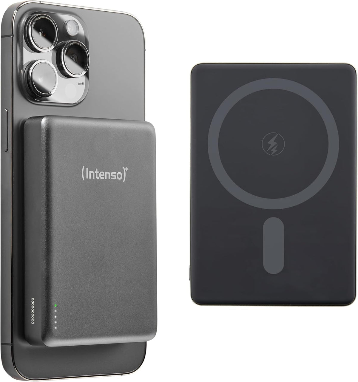 Intenso MW10000 10000mAh Magnetic Wireless Power Bank, MagSafe Compatible - Grey - front view