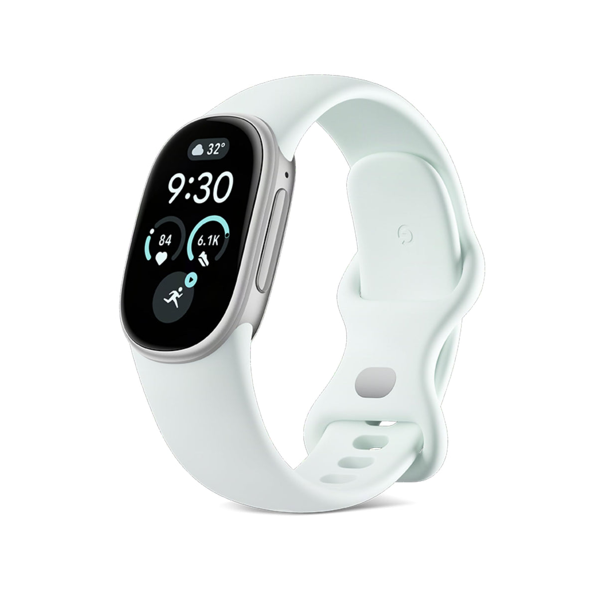 Google Fitbit Edge Smartwatch - Fog Silver - angled front view