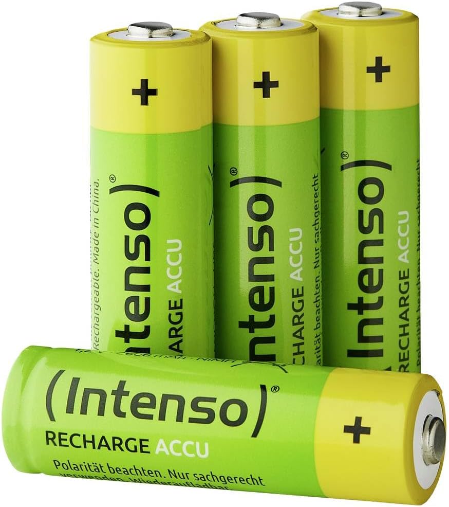 Intenso Energy Eco Rechargeable AA 2600mAh NiMH Batteries, 4 Pack - front view
