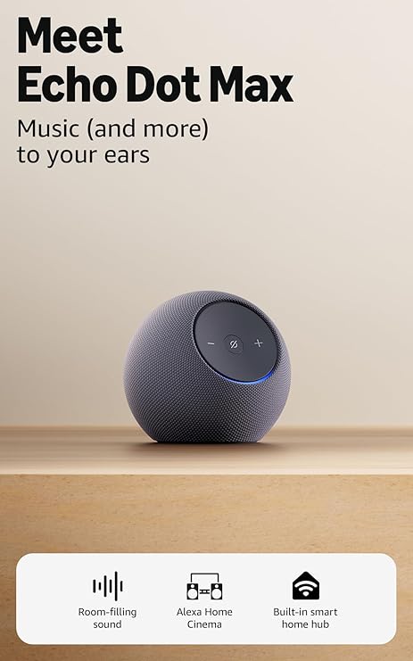 Amazon Echo Dot Max (newest gen), Alexa speaker with room-filling sound and built-in smart home hub