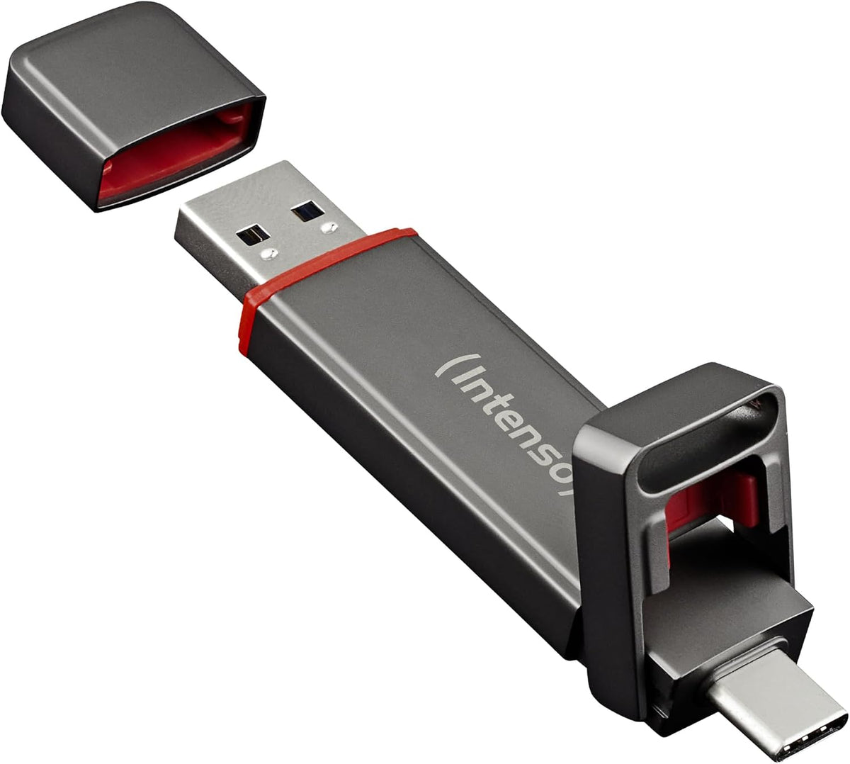 Intenso UX100 500GB External USB-SSD, USB-C & USB-A - Anthracite - front view