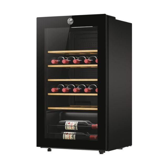 Hoover H-WINE 500 34 Bottle Freestanding Wine Cooler - Black - in a living room