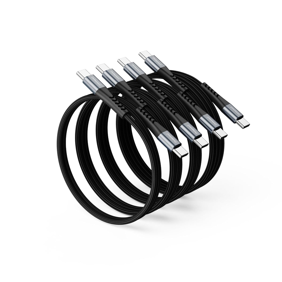 Intenso C60C USB-C to USB-C Cable Mix, 4 Pack (0.5m, 2 x 1m, 2m) 60W - Black - front view