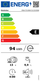 ELECTROLUX 13 PLACE FREESTANDING DISHWASHER | ESA17210SX