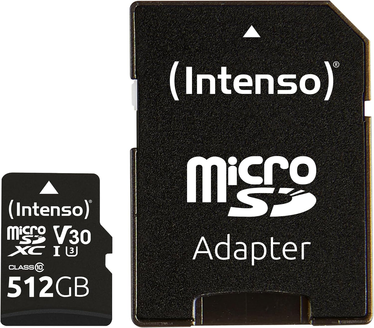 Intenso Professional 512GB microSDXC UHS-I U3 V30 Card with SD Adapter - front view