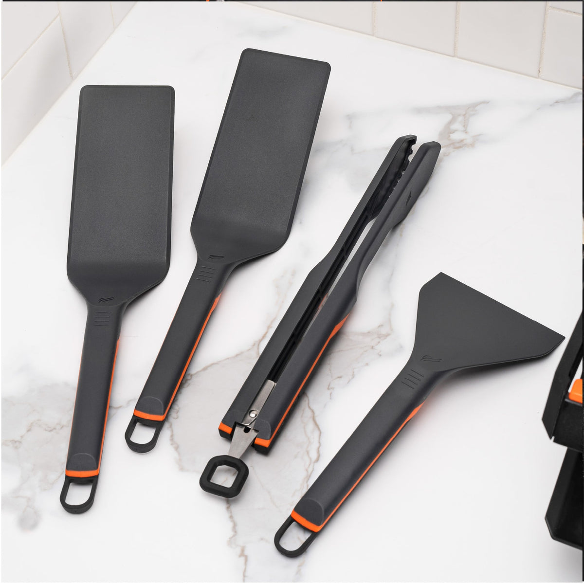 Blackstone E-Series 4 Piece Nylon Griddle Kit - tools on marble