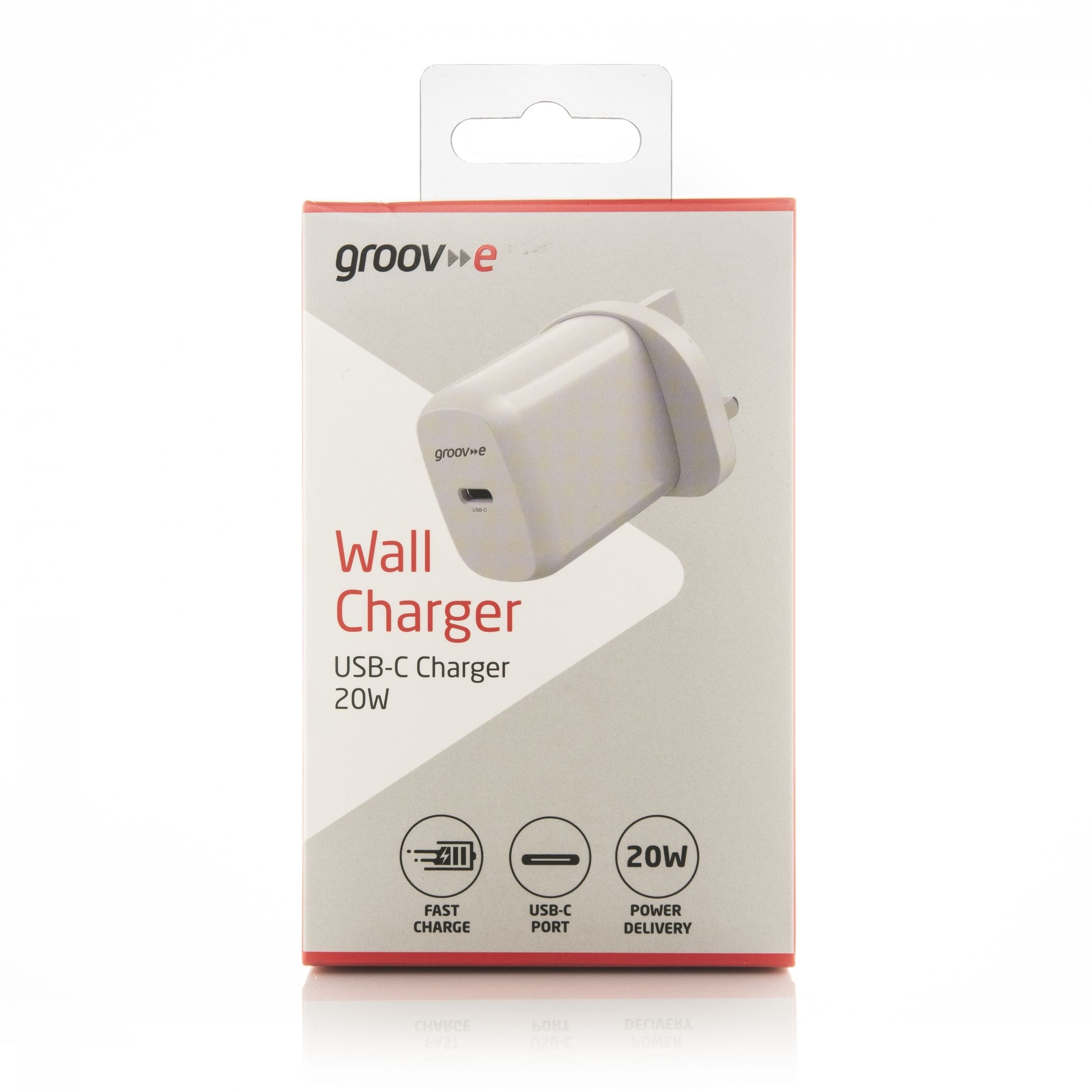 Groov-e 20W USB-C Power Delivery Wall Charger White - official product image
