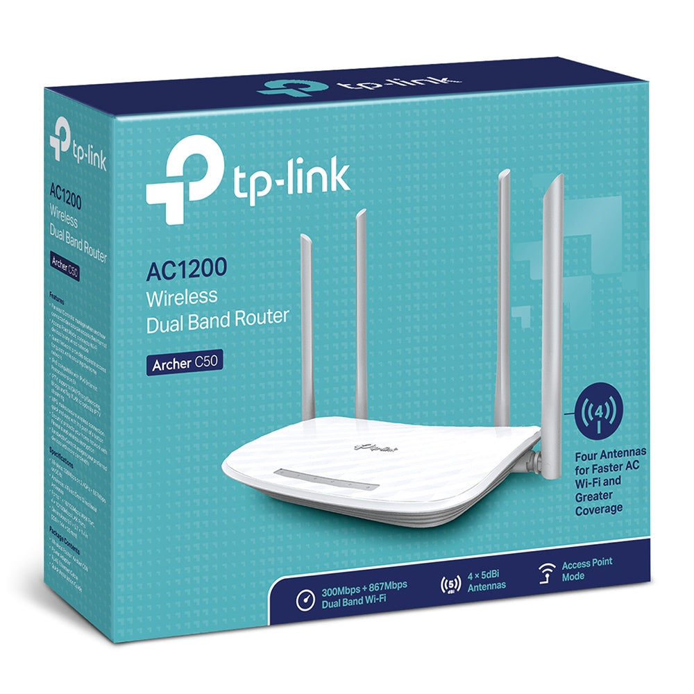 TP-Link Archer C50 retail packaging (AC1200 Wireless Dual Band Router)