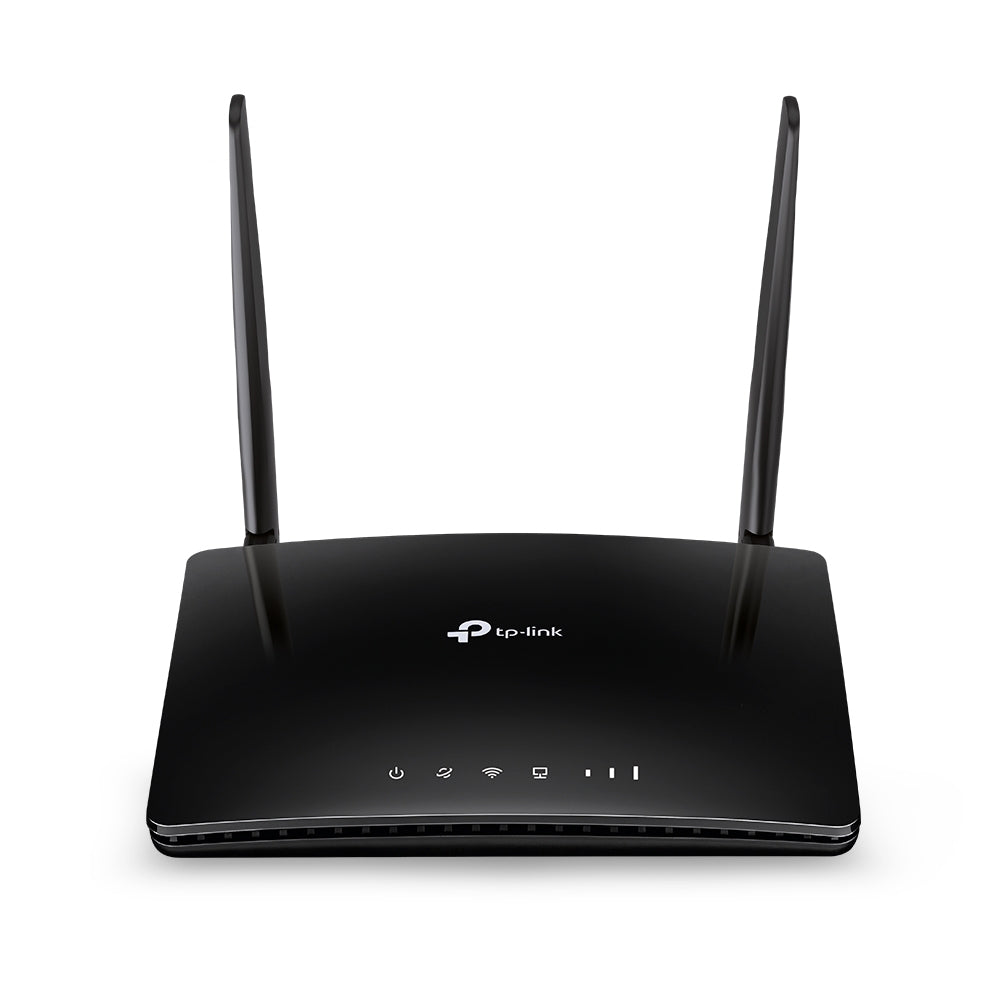 TP-Link Archer MR200 4G LTE router — front angle view