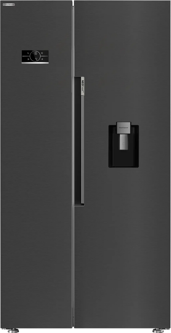 BEKO 364/212 LITRE 179 X 91 CM NON PLUMBED AMERICAN FRIDGE FREEZER - BLACK STEEL- HARVEST FRESH | ASD2442VPZ