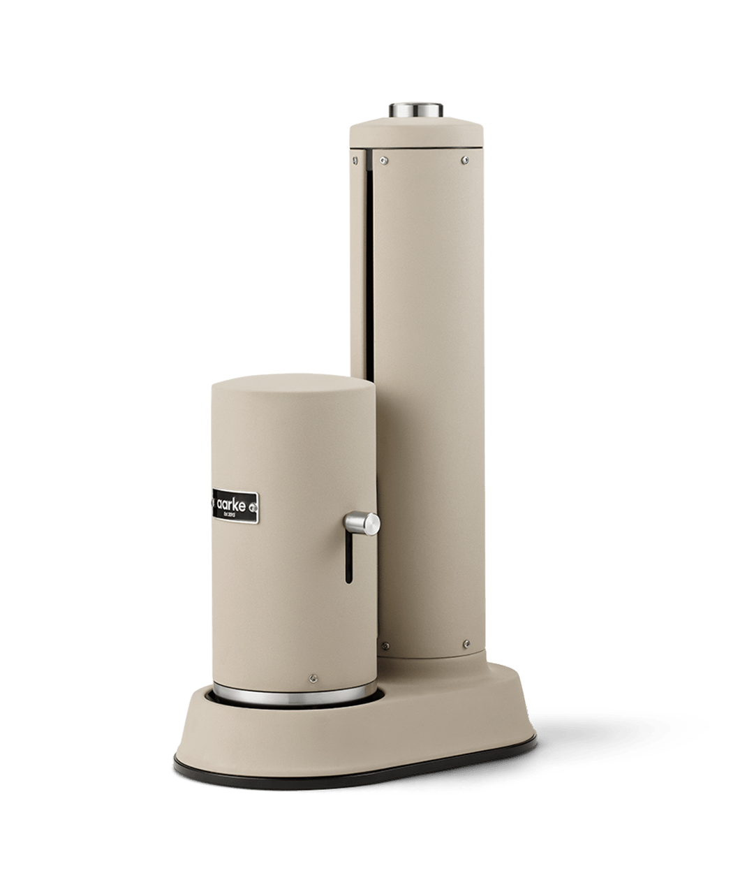 Aarke Carbonator Pro in Sand — top-down 45-degree angle