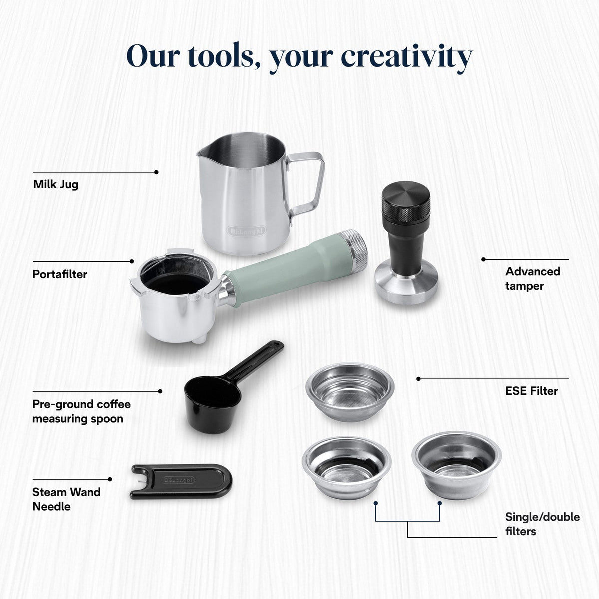 De'Longhi Dedica Duo Espresso Machine - Green - tools and accessories