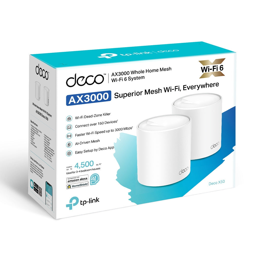 TP-Link Deco X50 V1 AX3000 Whole-Home Mesh Wi-Fi 6 System - 2 Pack