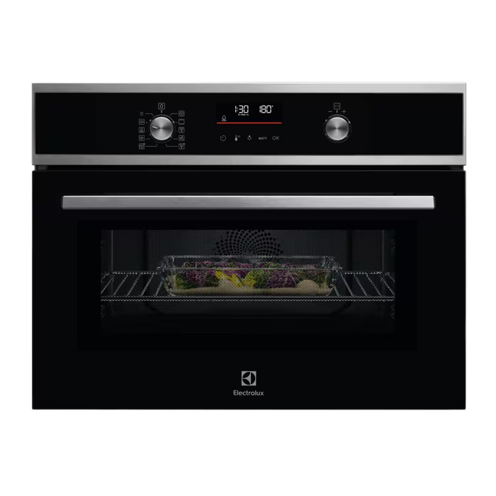Electrolux 600 CombiQuick 45cm Built-In Compact Oven with Microwave - Stainless Steel - front view