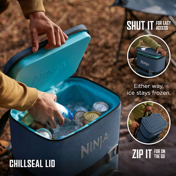 Ninja FrostVault Go 23L 36-Can Backpack Soft Cooler Lakeshore Blue product image