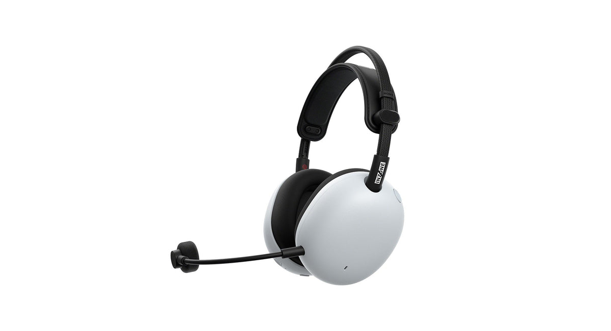 Sony INZONE H9 II Wireless Noise Cancelling Gaming Headset - White - angled view with mic