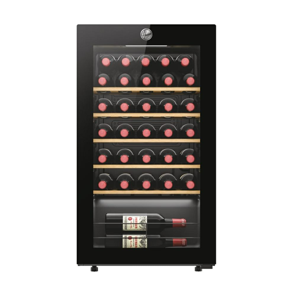Hoover H-WINE 500 34 Bottle Freestanding Wine Cooler - Black - front view