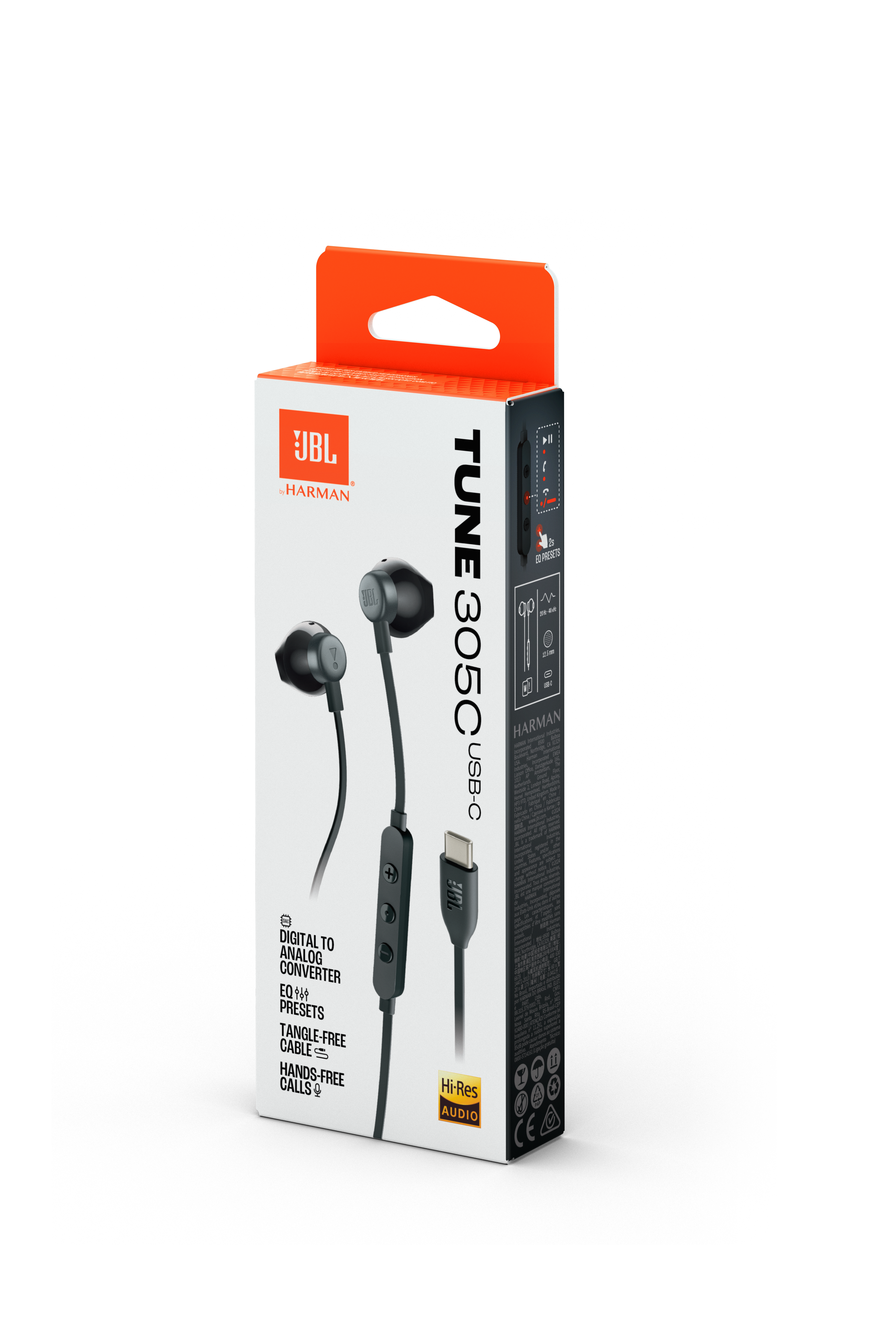 JBL Tune 305C Wired USB-C Earbuds Black product image