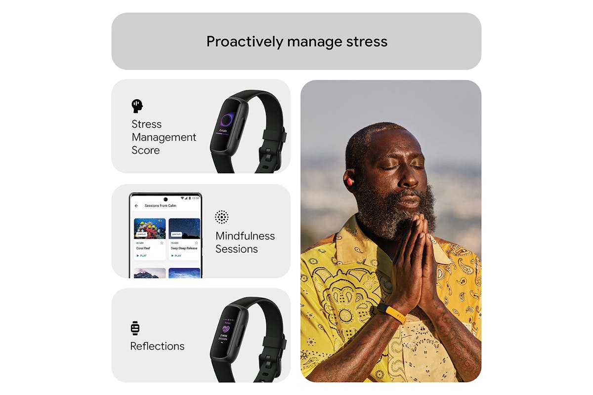 Fitbit Inspire 3 - Health & Fitness Tracker with 10-Day Battery & AMOLED Display - Black/Midnight Zen | 79-FB424BKBK
