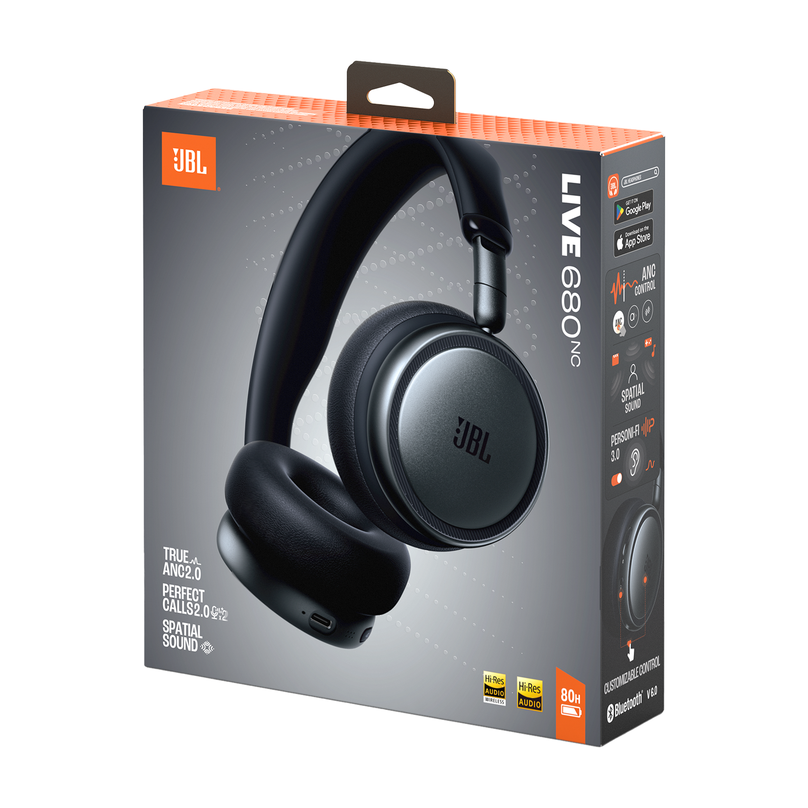 JBL Live 680NC Wireless On-Ear Noise-Cancelling Headphones Black product image