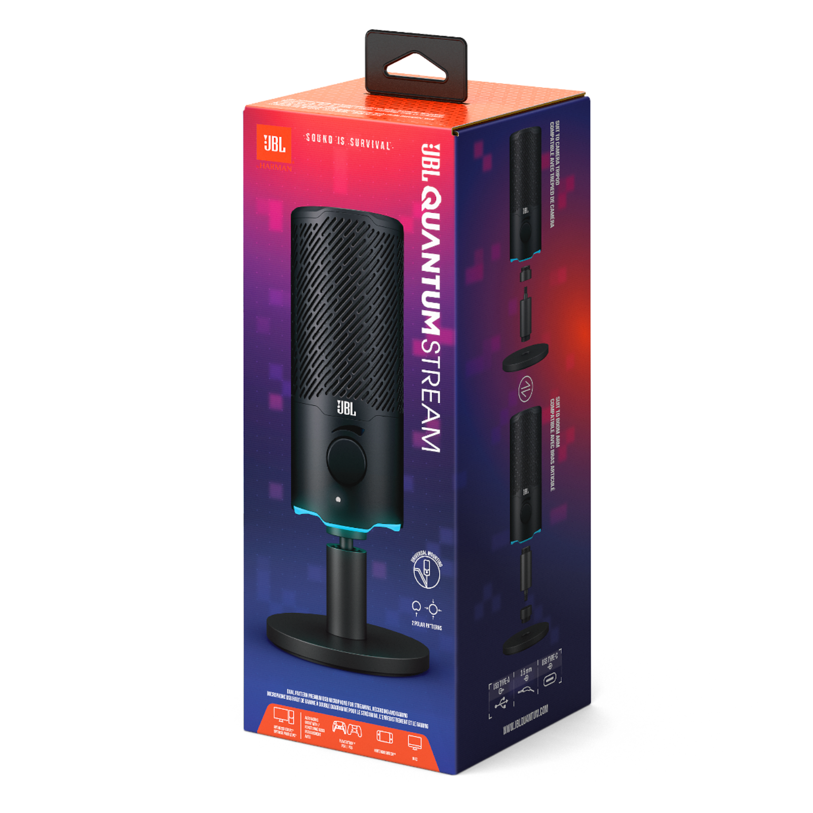 JBL Quantum Stream USB Gaming Microphone Black product image