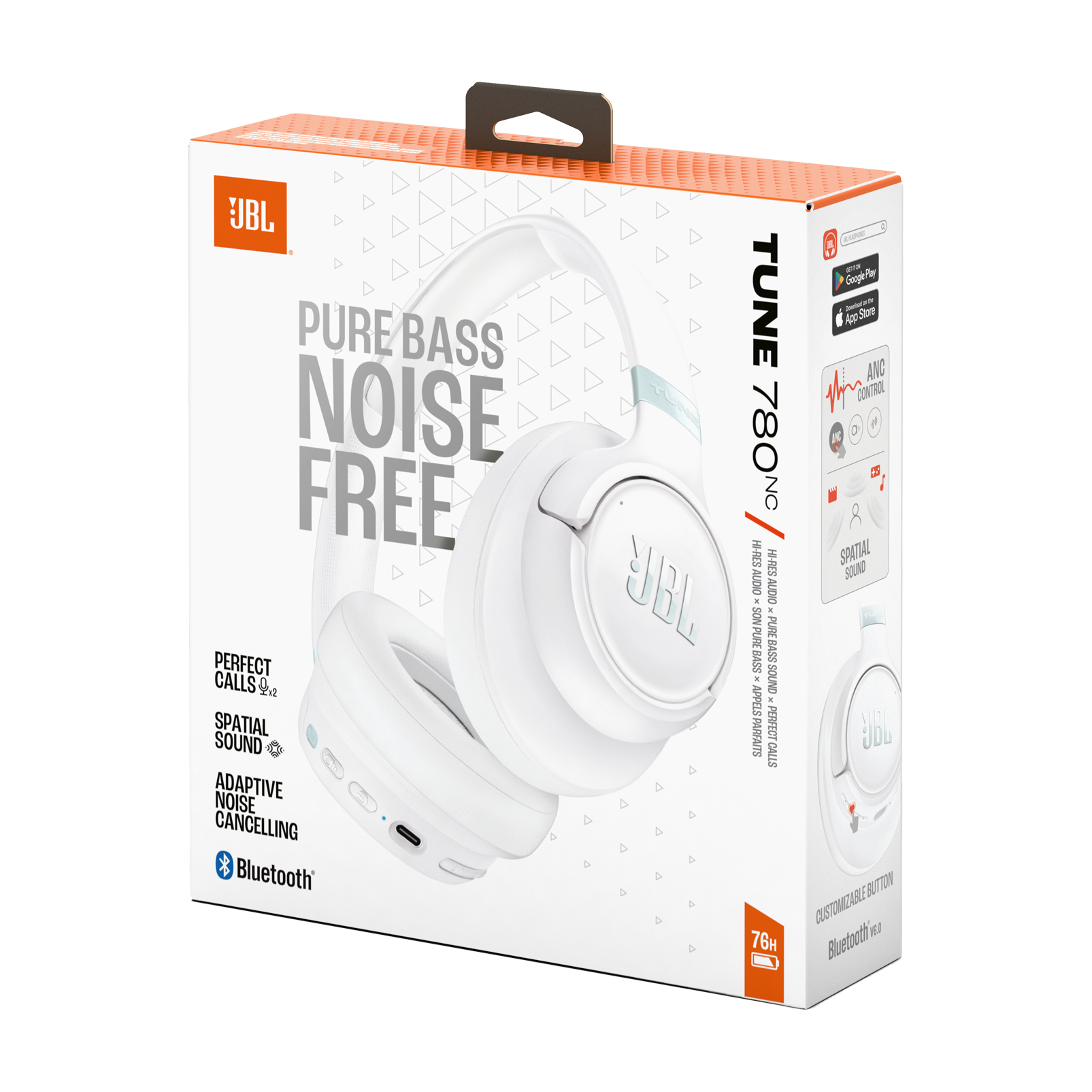 JBL Tune 780NC Wireless Over-Ear Noise-Cancelling Headphones White product image