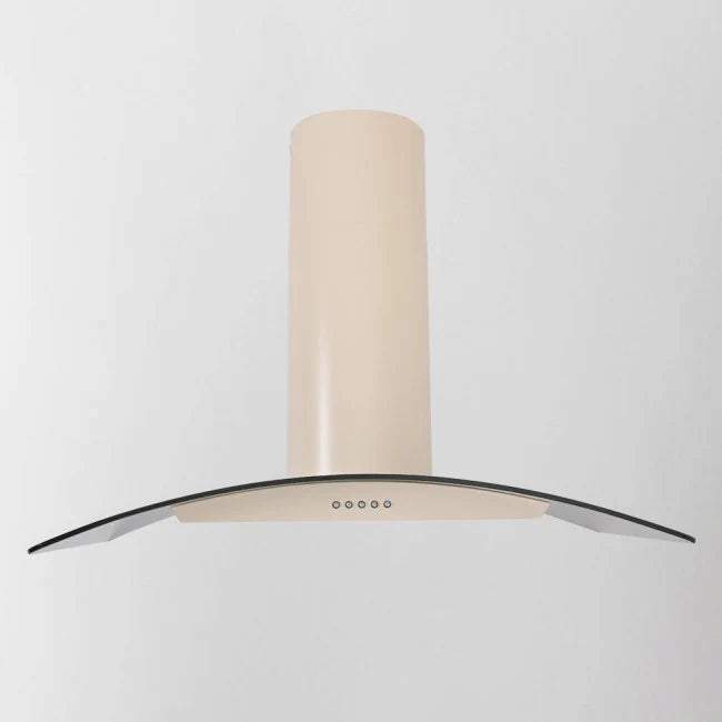 Luxair 70cm Premium Curved Glass Cooker Hood in Gloss Ivory/Cream | LA-70-CVD-GL-IV