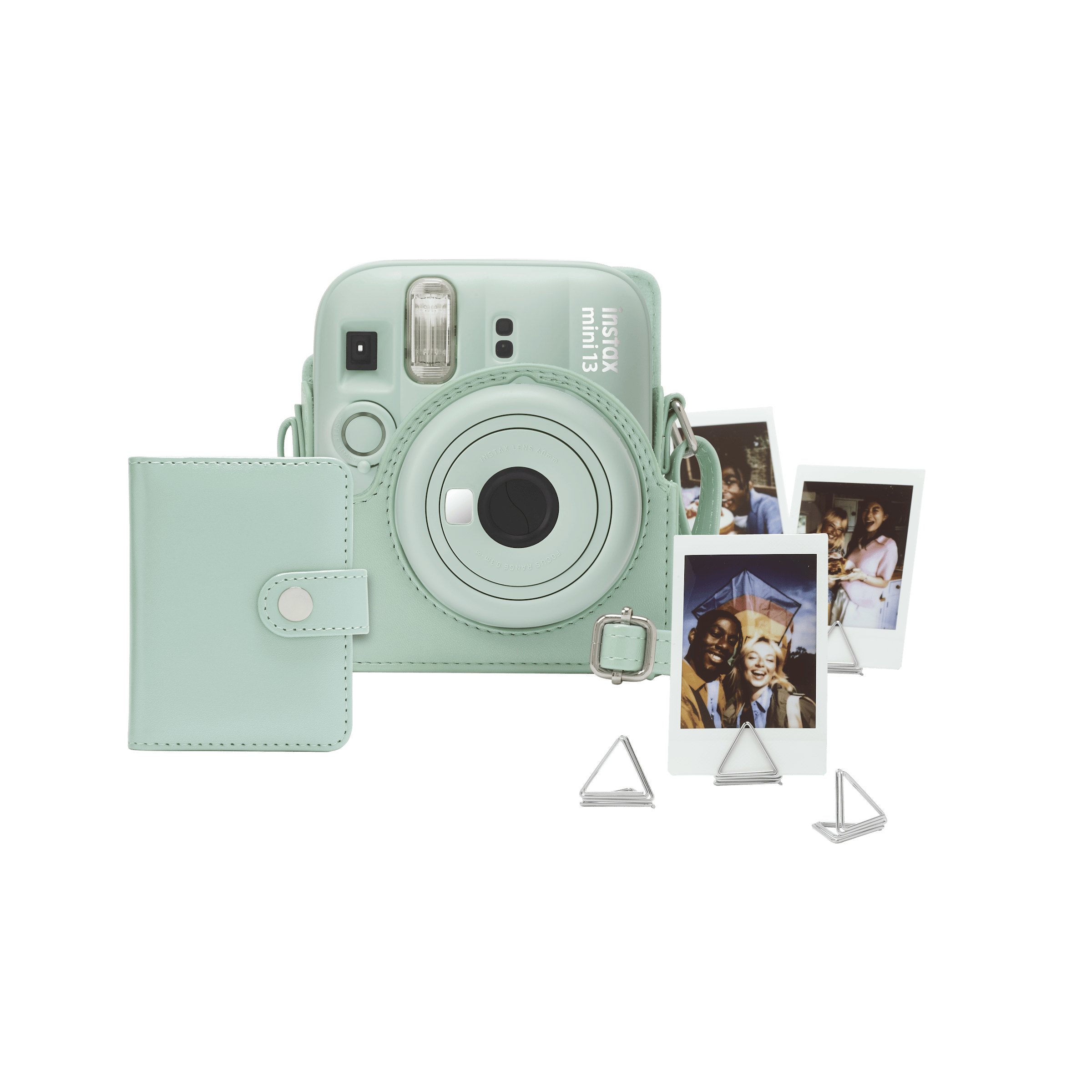 FUJIFILM instax mini 13 Accessory Kit Lagoon Green - accessory kit overview; camera shown for illustration and sold separately