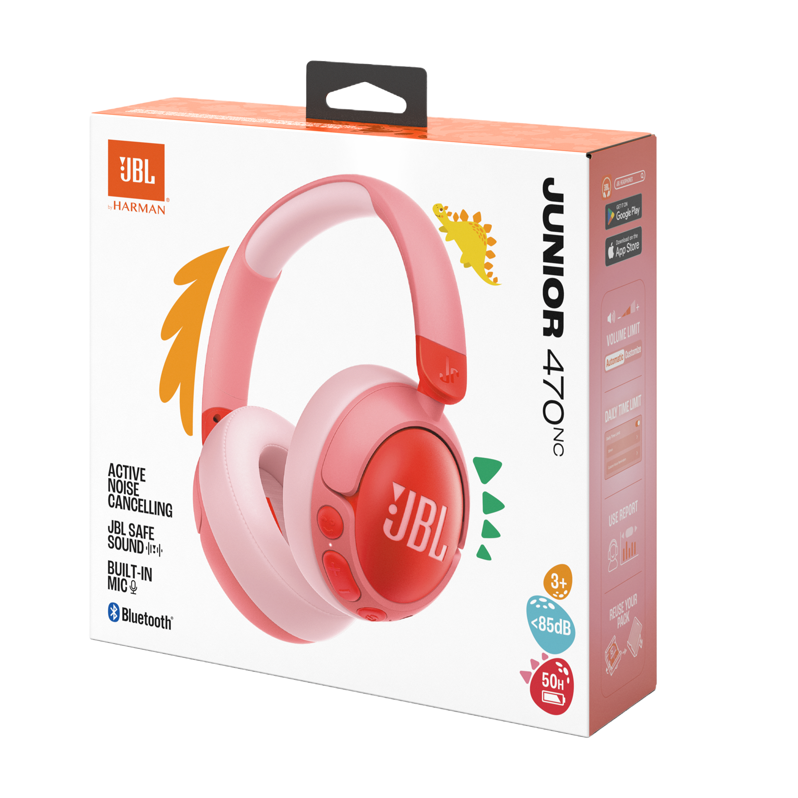 JBL Junior 470NC Kids Wireless Over-Ear Noise-Cancelling Headphones Pink product image