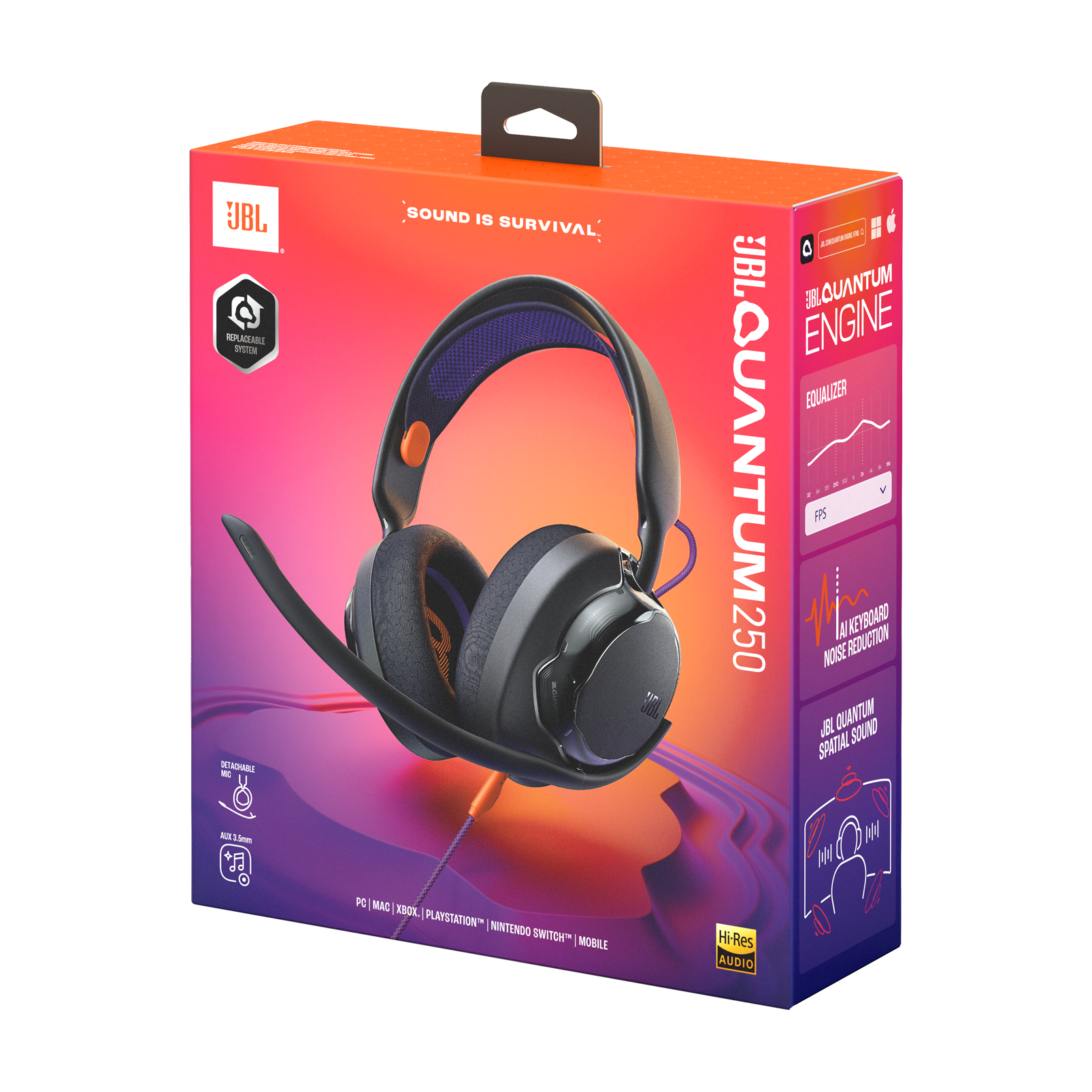 JBL Quantum 250 Gaming Wired Over-Ear Headphones Black product image