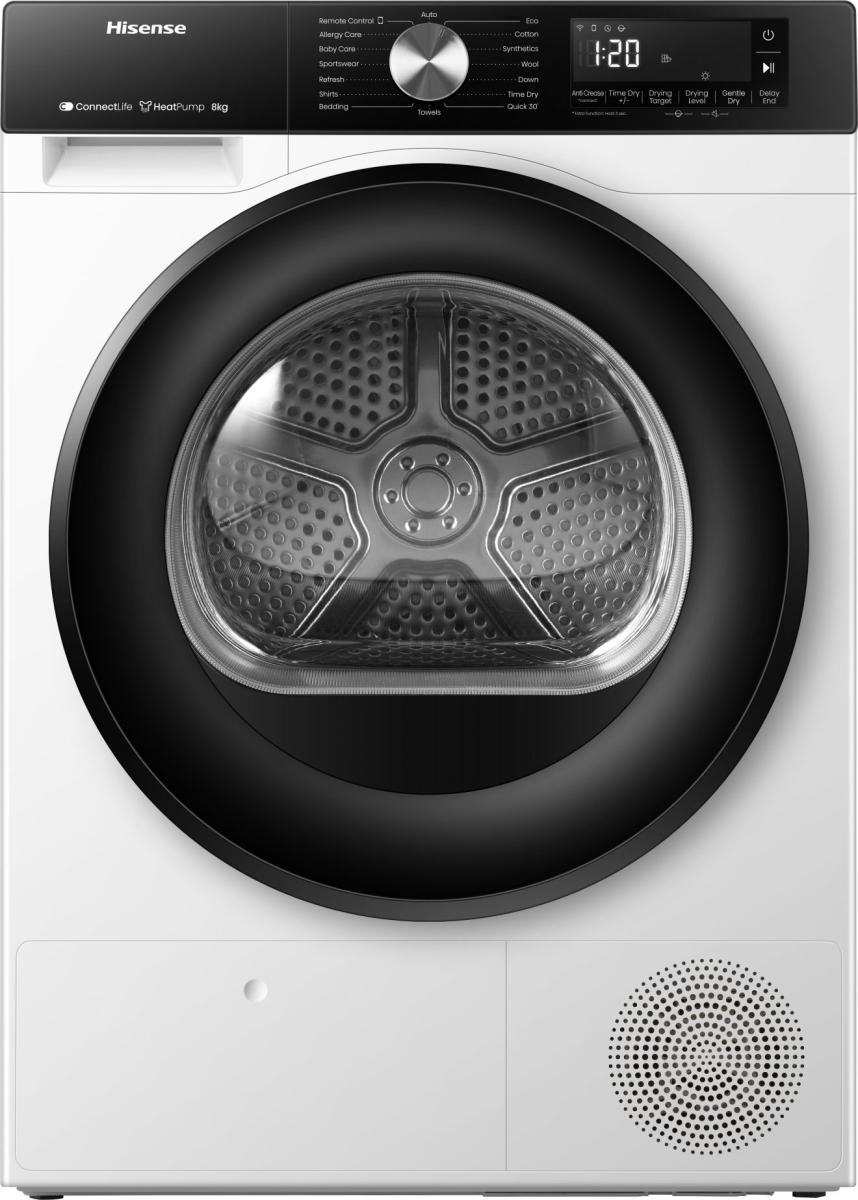 Hisense 3S Series 8kg Heat Pump Tumble Dryer - White - front view